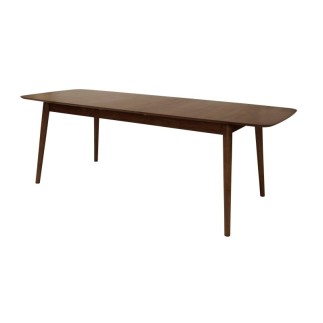 Table à manger MONA, bords débordants, placage noyer, avec rallonge, bois