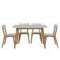 Table à manger ROSANNE, table et plateau en bois, Blanc/bois Table à manger ROSANNE, table et plateau en bois, Blanc/bois