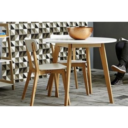 Table à manger RANIA en bois avec un plateau blanc
