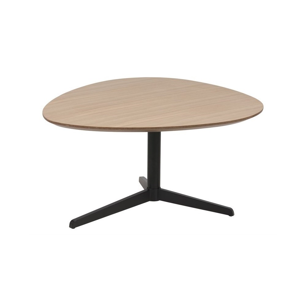 Table basse BARTA, plateau laqué en chêne plaqué, bois