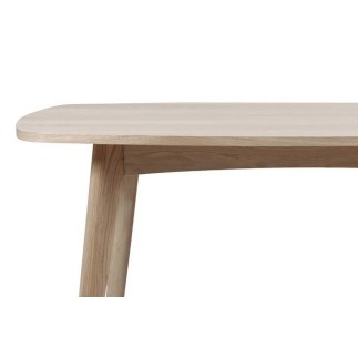 Table basse MADO, coins arrondis, bois pigmenté blanc