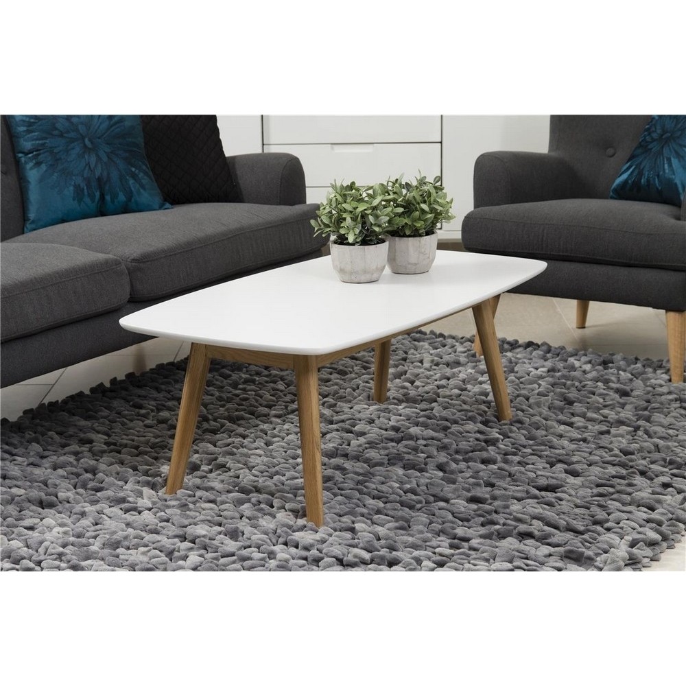 Table basse NADEGE, plateau en bois laqué, blanc laqué Table basse NADEGE, plateau en bois laqué, blanc laqué