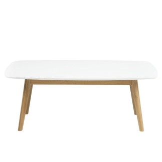 Table basse NADEGE, plateau en bois laqué, blanc laqué