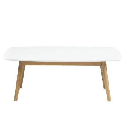 Table basse NADEGE, plateau en bois laqué, blanc laqué