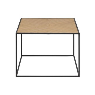 Table basse ORNELLA, placage paulownia nature, bois naturel/noir
