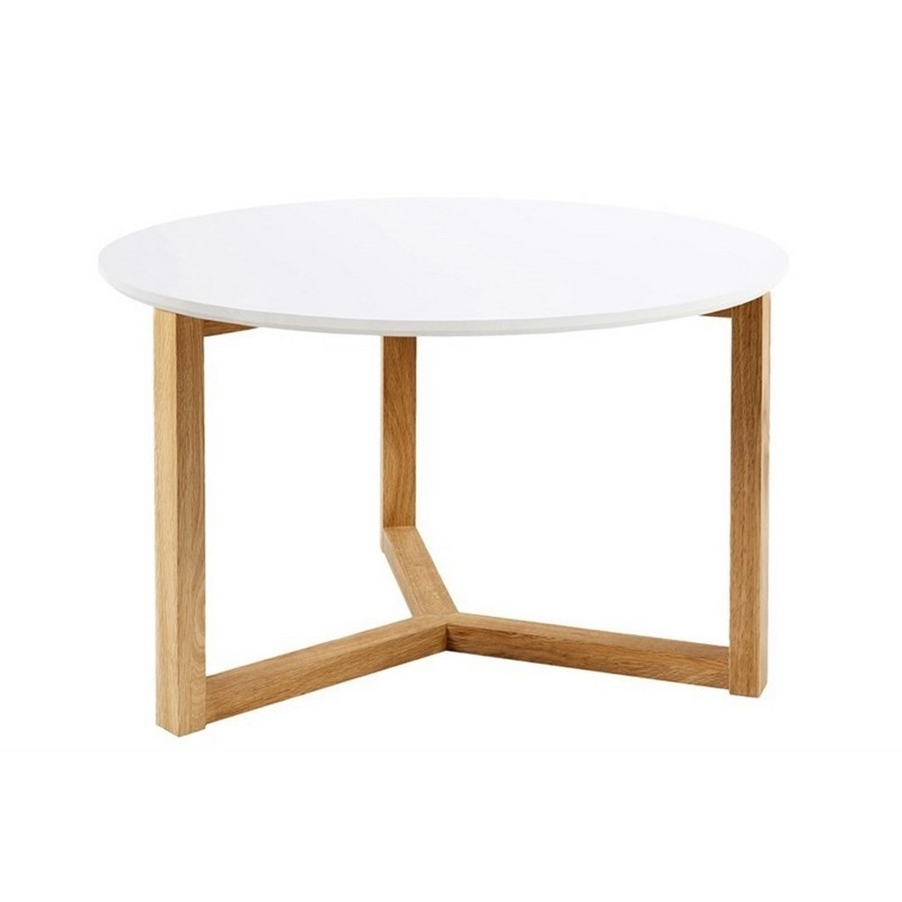 Table basse OSCARINE, plateau en bois laqué, bois/blanc Table basse OSCARINE, plateau en bois laqué, bois/blanc