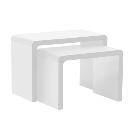 Table basse SULLY, gigogne, haute brillance, blanc