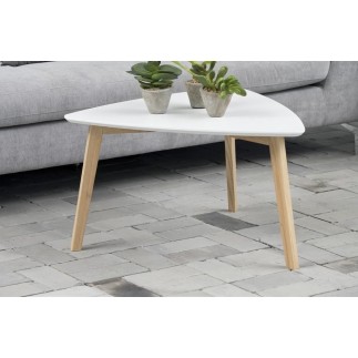 Table basse VIOLETA, plateau en bois, laqué, blanc/bois