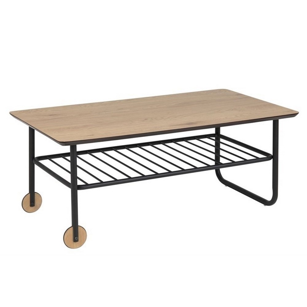 Table basse WHITNEY, feuille de chêne sauvage, base en métal, bois/noir Table basse WHITNEY, feuille de chêne sauvage, base en métal, bois/noir