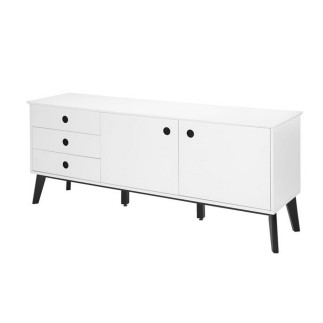 Buffet CEDRIC, 2 portes, 3 tiroirs, blanc