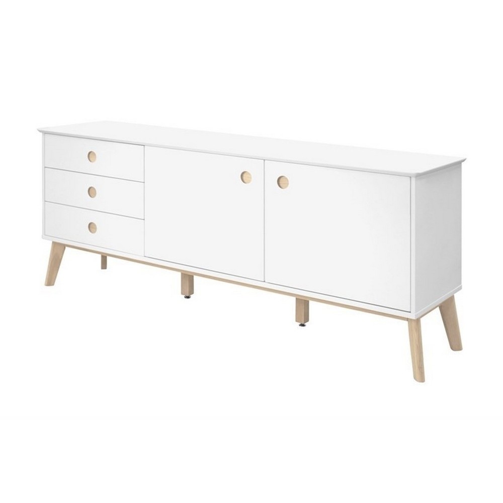 Buffet CELIO, 2 portes, 3 tiroirs, blanc, blanc laqué Buffet CELIO, 2 portes, 3 tiroirs, blanc, blanc laqué
