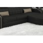 Canapé d'angle en cuir italien 5 places ELSON, noir et beige, angle droit Canapé d'angle en cuir italien 5 places ELSON, noir et beige, angle droit