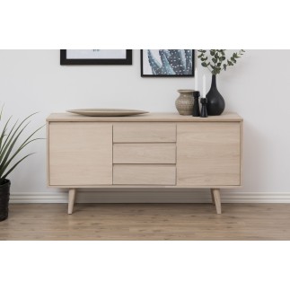 Buffet NAGOYA, bois solide, placage chêne,