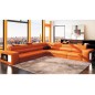 Canapé d'angle en cuir italien 6/7 places DIVINA, orange / noir Canapé d'angle en cuir italien 6/7 places DIVINA, orange / noir