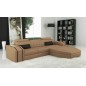 Canapé d'angle en cuir italien 5 places ELSON, beige et noir, angle droit Canapé d'angle en cuir italien 5 places ELSON, beige et noir, angle droit
