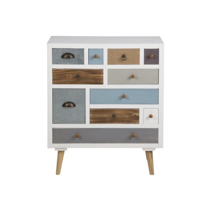 Commode TANDY, bois blanc, 11 tiroirs