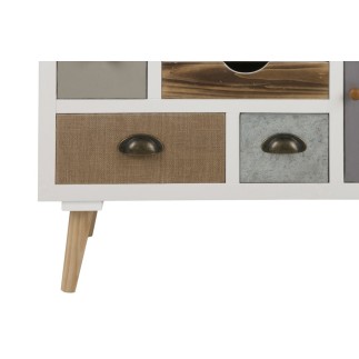 Commode THERESA, blanc, 13 tiroirs, multicolore