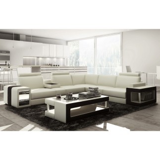 Acompte pour la commande Canapé d'angle en cuir luxe italien 5/6 places xerus, cuir haut de gamme italien vachette. cuir prestig