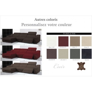 Acompte pour la commande , canapé d'angle double relax en cuir de buffle italien de luxe 5 places birelax, couleur personnalisée