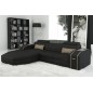 Canapé d'angle en cuir italien 5 places ELSON, noir et beige, angle gauche Canapé d'angle en cuir italien 5 places ELSON, noir et beige, angle gauche