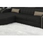 Canapé d'angle en cuir italien 5 places ELSON, noir et beige, angle gauche Canapé d'angle en cuir italien 5 places ELSON, noir et beige, angle gauche