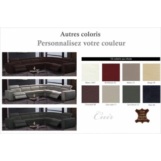 1er paiement de la commande de Mme bernadette allegret, Canapé d'angle double relax en cuir de buffle italien de luxe 7/8 places