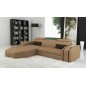 Canapé d'angle en cuir italien 5 places ELSON, beige et noir, angle gauche Canapé d'angle en cuir italien 5 places ELSON, beige et noir, angle gauche