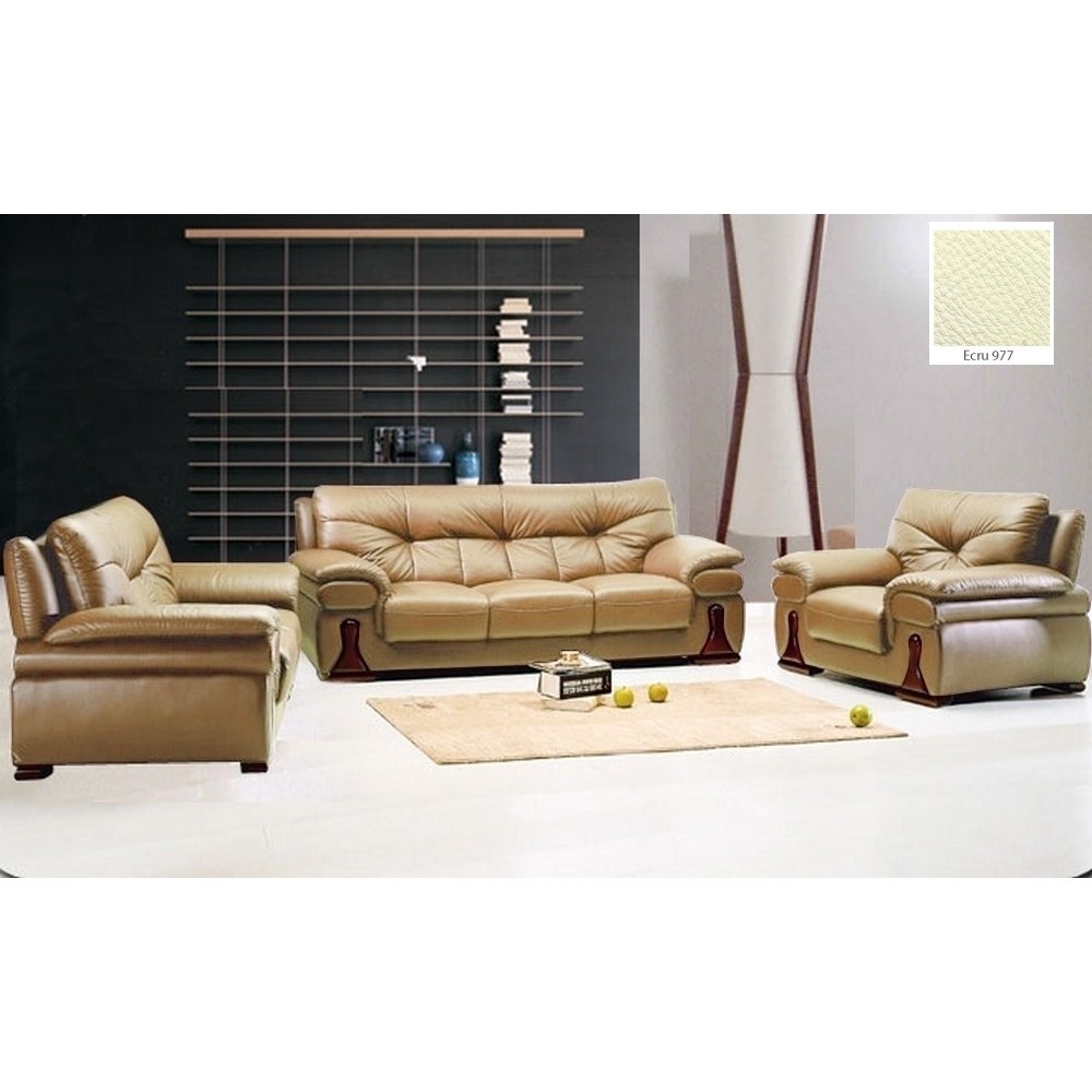 Ensemble OXFORD 3 pièces canapé 3 places + 2 places + fauteuil en cuir luxe italien vachette , écru Ensemble OXFORD 3 pièces canapé 3 places + 2 places + fauteuil en cuir luxe italien vachette , écru