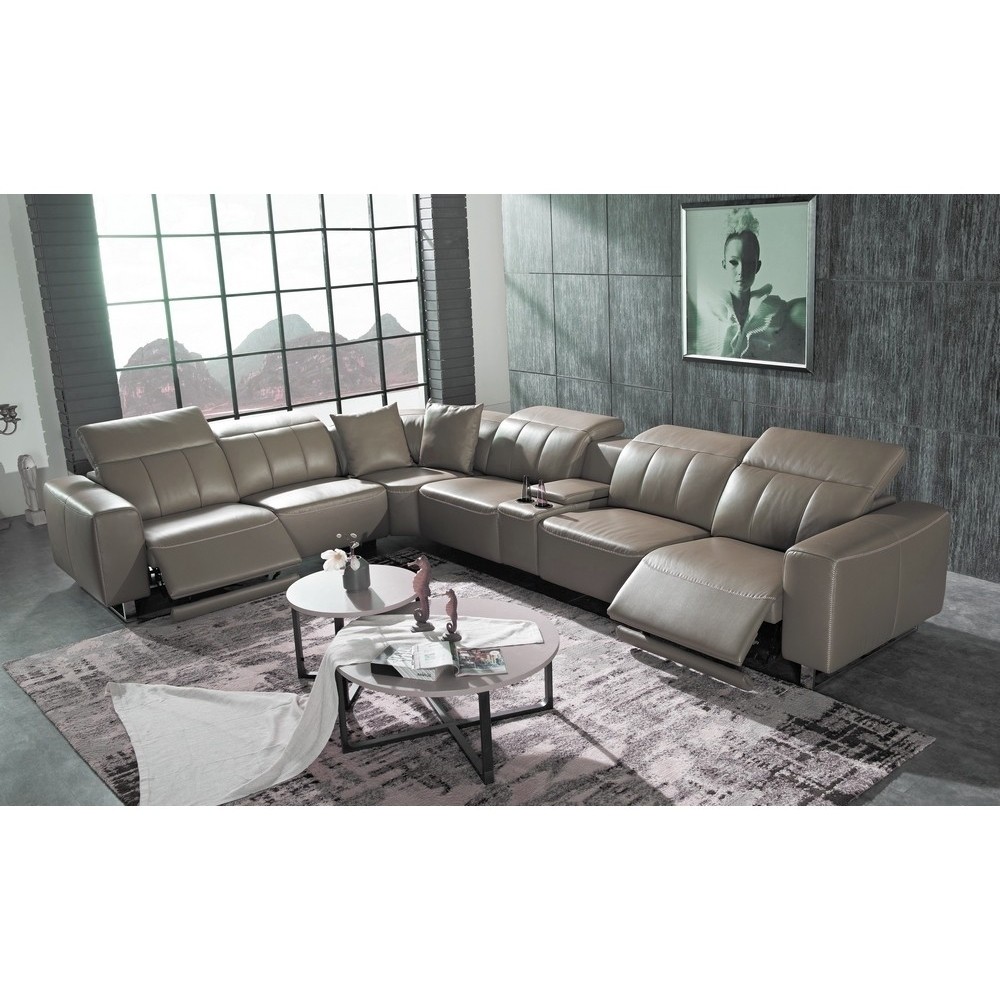 Canapé d'angle relax en cuir de buffle italien de luxe avec 2 relax électriques, 7/8 places, MONTE CARLO, couleur moka, angle ga Canapé d'angle relax en cuir de buffle italien de luxe avec 2 relax électriques, 7/8 places, MONTE CARLO, couleur moka, angle ga