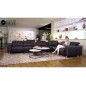 Canapé d'angle relax en cuir de buffle italien de luxe double relax électrique, 7/8 places, MONTE CARLO, couleur noir, angle dro Canapé d'angle relax en cuir de buffle italien de luxe double relax électrique, 7/8 places, MONTE CARLO, couleur noir, angle dro