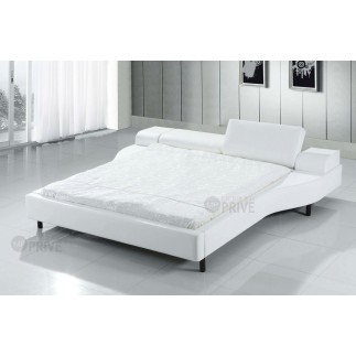 Lit en cuir italien de luxe ATHENA, blanc.