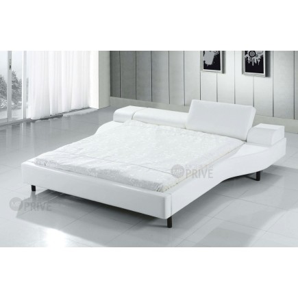 Lit en cuir italien de luxe ATHENA, blanc.