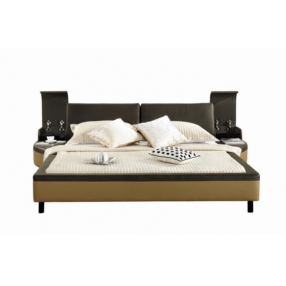 Lit en cuir italien de luxe ATHENA, chocolat et beige, 180x200 Lit en cuir italien de luxe ATHENA, chocolat et beige, 180x200