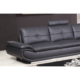 Canapé d'angle en cuir buffle italien de luxe 6/7 places BELLALIGNA, noir, angle droit