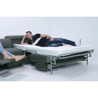 Canapé relax et convertible en cuir de buffle italien de luxe 5/6 places YUCA, gris foncé