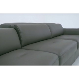 Canapé relax et convertible en cuir de buffle italien de luxe 5/6 places YUCA, gris foncé