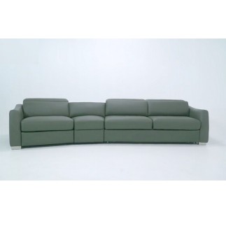 Canapé relax et convertible en cuir de buffle italien de luxe 5/6 places YUCA, gris foncé