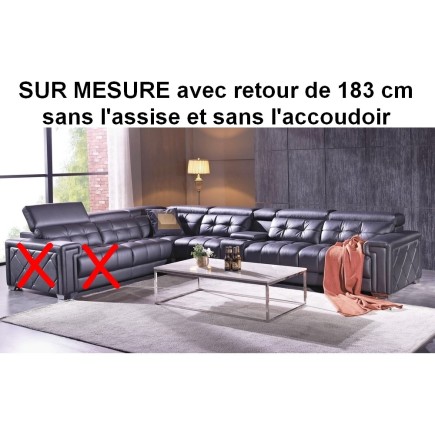 - Canapé d'angle en cuir de buffle italien de luxe, sur mesure personnalisé sur demande du client, PRESTIGIA, une assise en moin