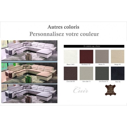 1er paiement de la commande Canapé d'angle relax électrique cuir buffle italien luxe: combirelax, coloris personnalisées, angle
