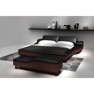 Lit en cuir italien de luxe ATHENA, noir et chocolat