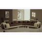 Canapé d'angle en cuir italien 7 places Grand EXCELIA, chocolat et écru, angle droit. 2 POUFS OFFERTS Canapé d'angle en cuir italien 7 places Grand EXCELIA, chocolat et écru, angle droit. 2 POUFS OFFERTS