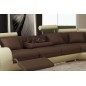 Canapé d'angle en cuir italien 7 places Grand EXCELIA, chocolat et écru, angle droit. 2 POUFS OFFERTS Canapé d'angle en cuir italien 7 places Grand EXCELIA, chocolat et écru, angle droit. 2 POUFS OFFERTS