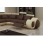 Canapé d'angle en cuir italien 7 places Grand EXCELIA, chocolat et écru, angle droit. 2 POUFS OFFERTS Canapé d'angle en cuir italien 7 places Grand EXCELIA, chocolat et écru, angle droit. 2 POUFS OFFERTS