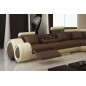Canapé d'angle en cuir italien 7 places Grand EXCELIA, chocolat et écru, angle droit. 2 POUFS OFFERTS Canapé d'angle en cuir italien 7 places Grand EXCELIA, chocolat et écru, angle droit. 2 POUFS OFFERTS