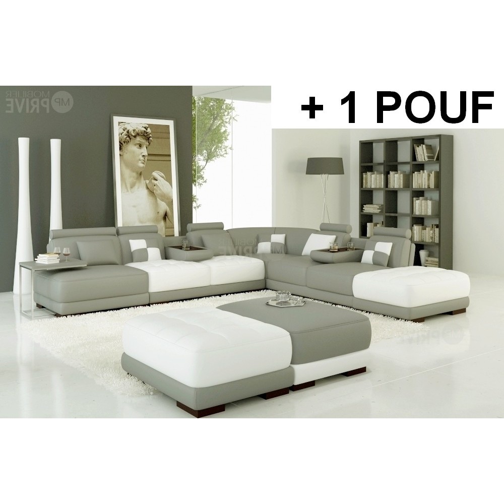 1er paiement de la commande , Canapé d'angle en cuir italien 7/8 places elixir, gris clair et blanc. angle droit], total 2215,50