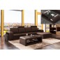 1er paiement de la commande , 1X Canapé d'angle en cuir italien 5/6 places romario, chocolat -angle droit, Table basse design je