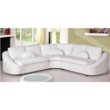 Canapé d'angle BERTONE en cuir haut de gamme italien Blanc N°781 Angle idem photo Sans la table - Casanoti