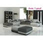 Canapé d'angle en cuir italien 7/8 places ELIXIR, gris clair et gris foncé, avec un pouf inclus, angle gauche Canapé d'angle en cuir italien 7/8 places ELIXIR, gris clair et gris foncé, avec un pouf inclus, angle gauche