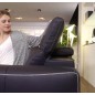 Canapé droit 5 places en cuir de buffle italien de luxe, en option relax électrique, version sans relax, PLAZZA, couleur noir Canapé droit 5 places en cuir de buffle italien de luxe, en option relax électrique, version sans relax, PLAZZA, couleur noir