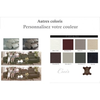 Canapé droit 5 places en cuir de buffle italien de luxe, en option avec un relax électrique gauche, PLAZZA, couleurs personnalis